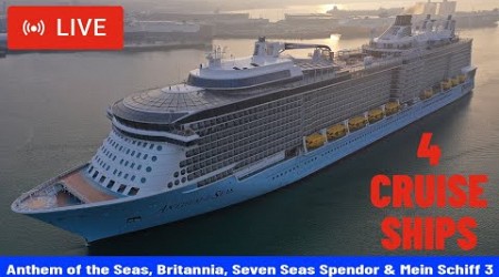 SHIPS TV - 4 Crusie Ships Departing Port of Southampton (LIVE)