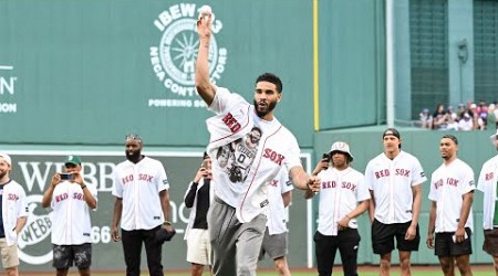 NBA champion Boston Celtics throw out first pitch at Fenway Park