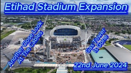 Etihad Stadium Expansion - 22nd June 2024- Manchester City FC -another look at the cables #bluemoon