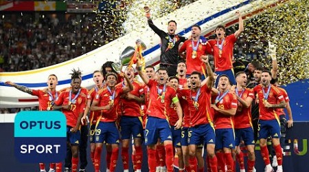 TROPHY LIFT: SPAIN lift the EURO 2024 trophy in Berlin 