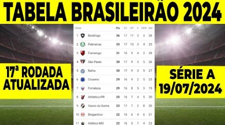 BRASILEIRO SÉRIE A |TABELA DO CAMPEONATO BRASILEIRÃO HOJE | CLASSIFICAÇÃO BRASILEIRÃO 2024 SERIE A