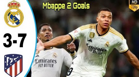 Real Madrid vs Atletico 7-3 - Mbappe 2 Goals Debut - All Goals &amp; Highlights - 2024