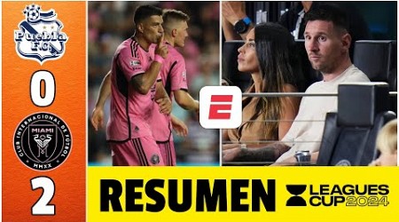 INTER MIAMI DEBUTA con TRIUNFO vs PUEBLA y con MESSI en la tribuna. GOL de LUIS SUÁREZ | Leagues Cup