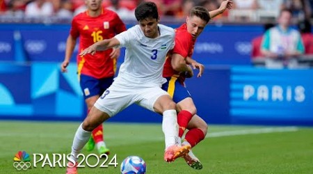 Uzbekistan v. Spain | Paris Olympics 2024: Men&#39;s Soccer Highlights | NBC Sports