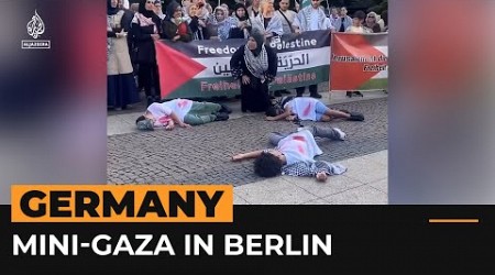 Protesters recreate mini-Gaza scene in Berlin to highlight suffering | AJ #Shorts