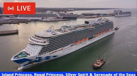 SHIPS TV - 4 Cruise Ships Departing the Port of Southampton (LIVE)