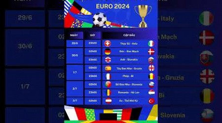 Lịch Thi Đấu Euro 2024 Vòng 1/8 | #Shorts #football