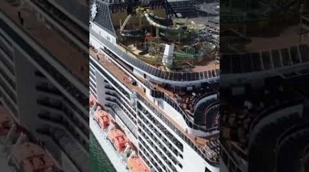 DRONE VIEW OF THE MSC VIRTUOSA DOCKED IN SOUTHAMPTON#cruise #drone #shorts #shortsfeed #cruiseship
