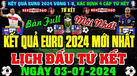 Kết Quả Vòng 1/8 Euro 2024, Lịch Thi Đấu Tứ Kết, Ngày 3/7/2024 | Xác Định 4 Cặp Tứ Kết Châu Lộ Diện