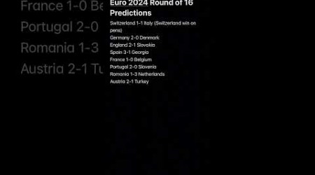 Euro 2024 Round of 16 Predictions!!!