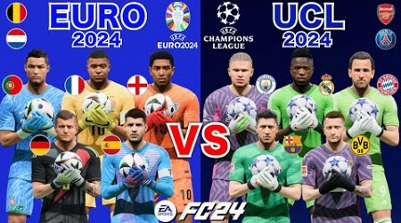 Penalty Shootout Battle! Outfield Players become Goalkeepers! EURO 2024 vs Champions League 2024!