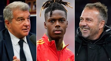 Barcelona News ft Joan Laporta speaks on Nico Williams transfer, Thiago Alcantara &amp; Hansi Flick