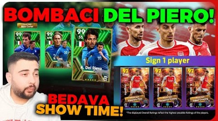 BLITZ CURLER (BOMBACI) 103 DEL PIERO ve BEDAVA ARSENAL SHOW TIMELARI GELMİŞ! eFootball Mobile 2024