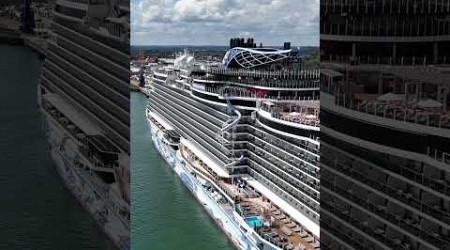 Massive cruise ship with race track on roof docks in Southampton #shortsfeed #shorts #msccruises