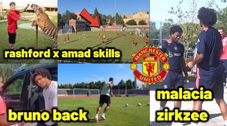 Bruno Fernandes back, Zirkzee met Malacia, Rashford, Amad, Casemiro skills in Man United training