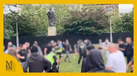 Moment fight breaks out at &#39;Enough is Enough&#39; protest in Manchester