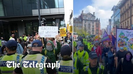 ‘Anti-racism’ counter-protesters march through Manchester