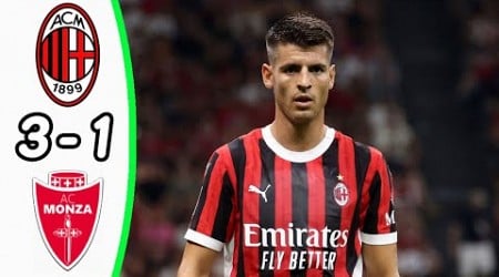 AC Milan - Monza 3:1 - All Goals &amp; Highlights - Morata Debut