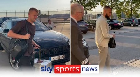 De Ligt &amp; Mazraoui pictured leaving Munich today to conduct their Manchester United medicals