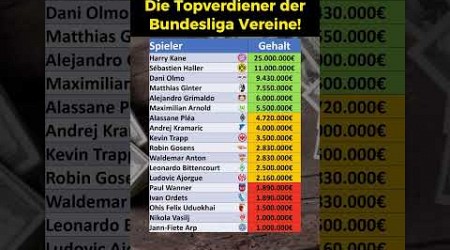 Die Topverdiener der Bundesliga Vereine!