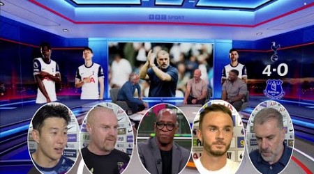 MOTD Tottenham vs Everton 4-0 Ian Wright reacts to Spurs Big Win | Ange, Maddison &amp; Son Interview