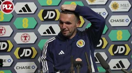 John McGinn reacts to Aston Villa being drawn against Celtic in the Champions League.