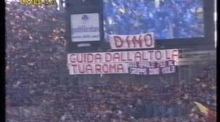 ROMA-Sampdoria &quot;coreografia&quot; dello stadio CORI &quot;Dino Viola alè alè&quot;, &quot;Ciarrapico boia&quot; 17-01-1993