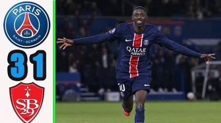 PSG vs Brest 3-1 || All Goals &amp; Highlights || Le Résumé | Ligue 1 2024-25