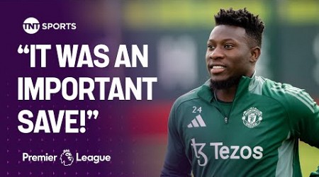 Andre Onana reacts to his penalty save and Man United&#39;s victory against Southampton 