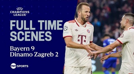 Full-time scenes as Bayern Munich score nine in the opening game of the Champions League