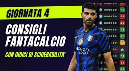 CONSIGLI FANTACALCIO 4^ Giornata Serie A | Con Indici di Schierabilità!