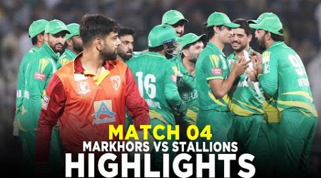 Full Highlights | Markhors vs Stallions | Match 4 | Bahria Town Champions Cup 2024 | M9A1K