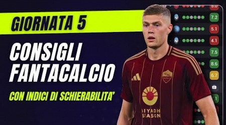 CONSIGLI FANTACALCIO 5^ Giornata Serie A | Con Indici di Schierabilità!