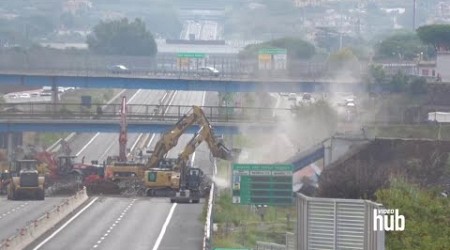 Crolla un cavalcavia a Torrenova, autostrada Roma-Napoli bloccata per ore