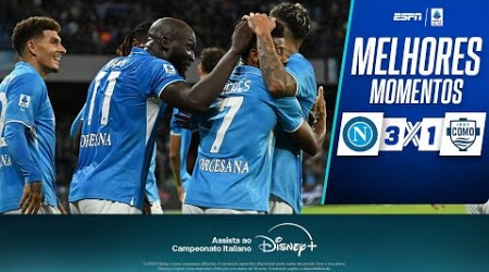 Lukaku e David Neres brilham, Napoli vence Como e segue na liderança da Serie A | Melhores Momentos