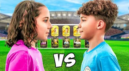 10 YEAR OLD GIRL vs 10 YEAR OLD BOY FOOTBALLER.. FC25 CARD BATTLE!!