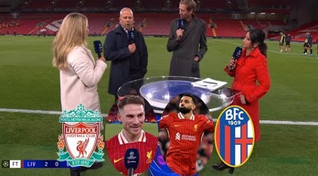 Liverpool vs Bologna 2-0 Mohamed Salah And Mac Allister Goal⚽ Arne Slot And Mac Allister Interview