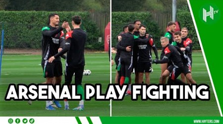 Saliba &amp; Havertz PLAY FIGHT as Saka &amp; Timber MISS Arsenal training