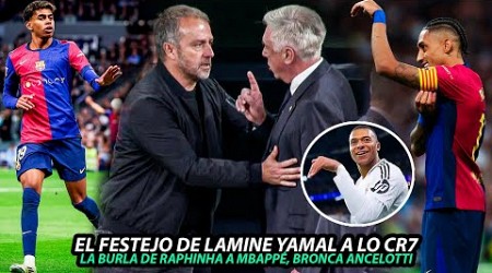 El FESTEJO de LAMINE YAMAL a lo CR7 | LA &quot;BURLA&quot; de RAPHINHA a MBAPPÉ | BRONCA de ANCELOTTI y FLICK