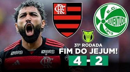 FLAMENGO VENCE O JUVENTUDE E GABIGOL ENCERRA JEJUM! FLAMENGO 4 x 2 JUVENTUDE Brasileirão Narração