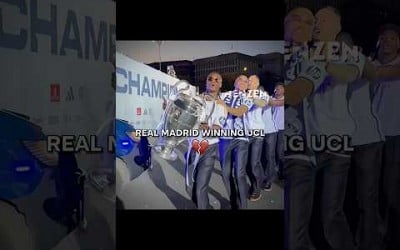 Real Madrid Celebrating Champions League While Barcelona