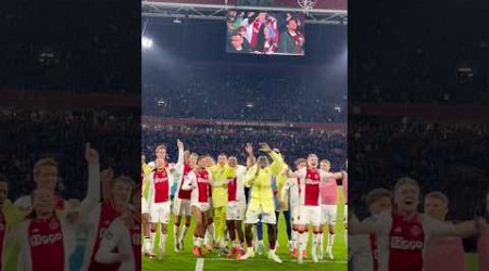 Ajax players dancing with the fans after their 3-2 win vs. PSV! 