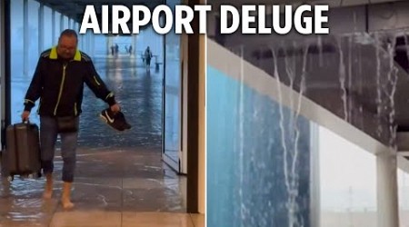 Barcelona on flooding red alert after devastating Spain storms with parts of airport submerged