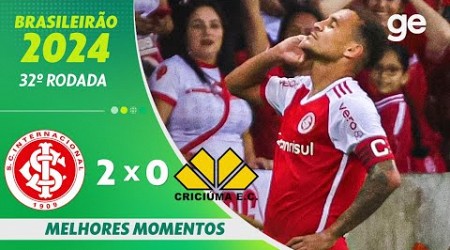 INTERNACIONAL 2 X 0 CRICIÚMA | MELHORES MOMENTOS | 32ª RODADA BRASILEIRÃO 2024 | ge.globo