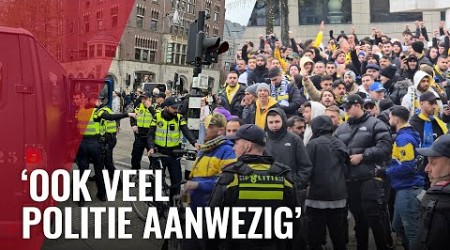 Honderden Maccabi-fans op de Dam in aanloop naar duel Ajax-Maccabi Tel Aviv