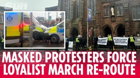 Masked group &#39;guard Catholic church&#39; forcing Loyalist march to re-route