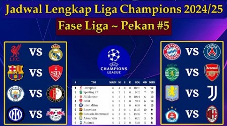 Jadwal Liga Champions Pekan ke 5 - Liverpool vs Real Madrid - Fase Liga UCL 2024/2025