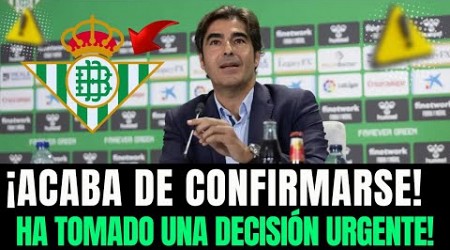 ¡BOMBAZO URGENTE EN EL BETIS! HA SORPRENDIDO A TODOS AHORA MISMO! ULTIMAS NOTICIAS DEL REAL BETIS