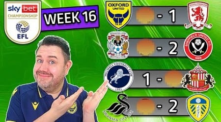 2024/2025 Championship - Week 16 Predictions. Sunderland to LOSE top spot. Oxford to BEAT Boro 