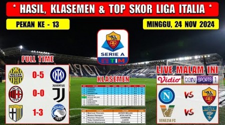 Hasil Liga Italia Tadi Malam ~ MILAN vs JUVENTUS ~ VERONA vs INTER MILAN ~ Liga Italia 2024 Pekan 13